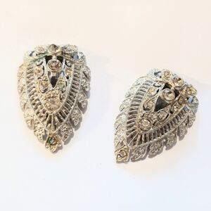 Elegant Vintage Art Deco Rhinestone Dress Clips Excellent!